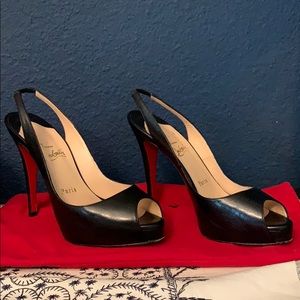 Peep toe sling back heels